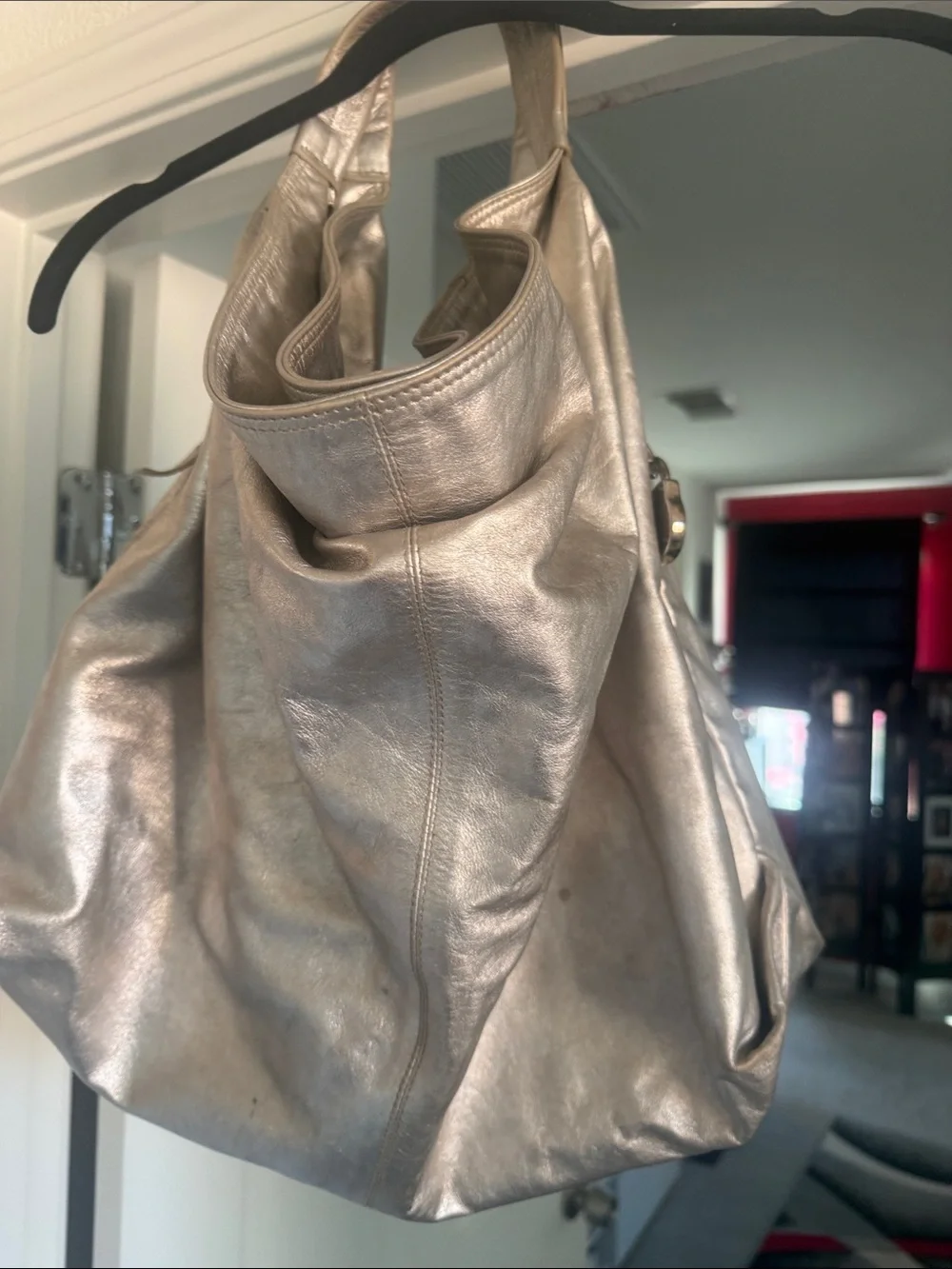 Furla Metallic Silver-Leather Hobo Bag